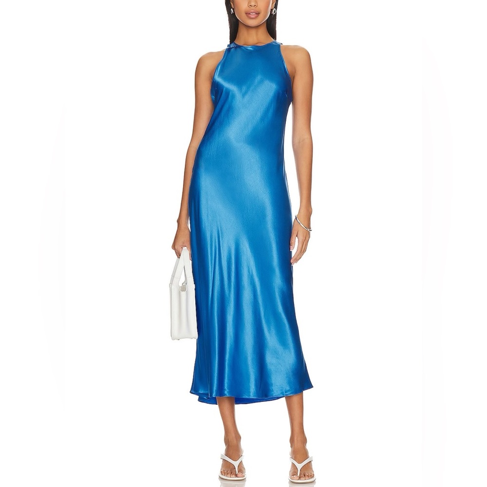 Rails - Solene Midi Dress - Elegant Blue Satin Dress - Size: Large - NWT!